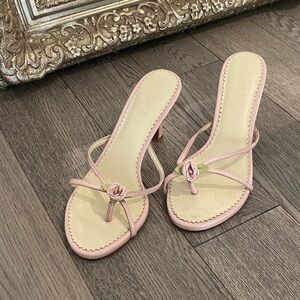 Kitteny Pink Strappy Mid-Heel Sandals